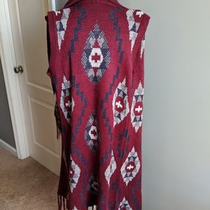 Fringed cardigan duster